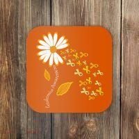 Leukemia Cancer Awareness Orange Ribbon Daisy Flower Coaster thumb 0