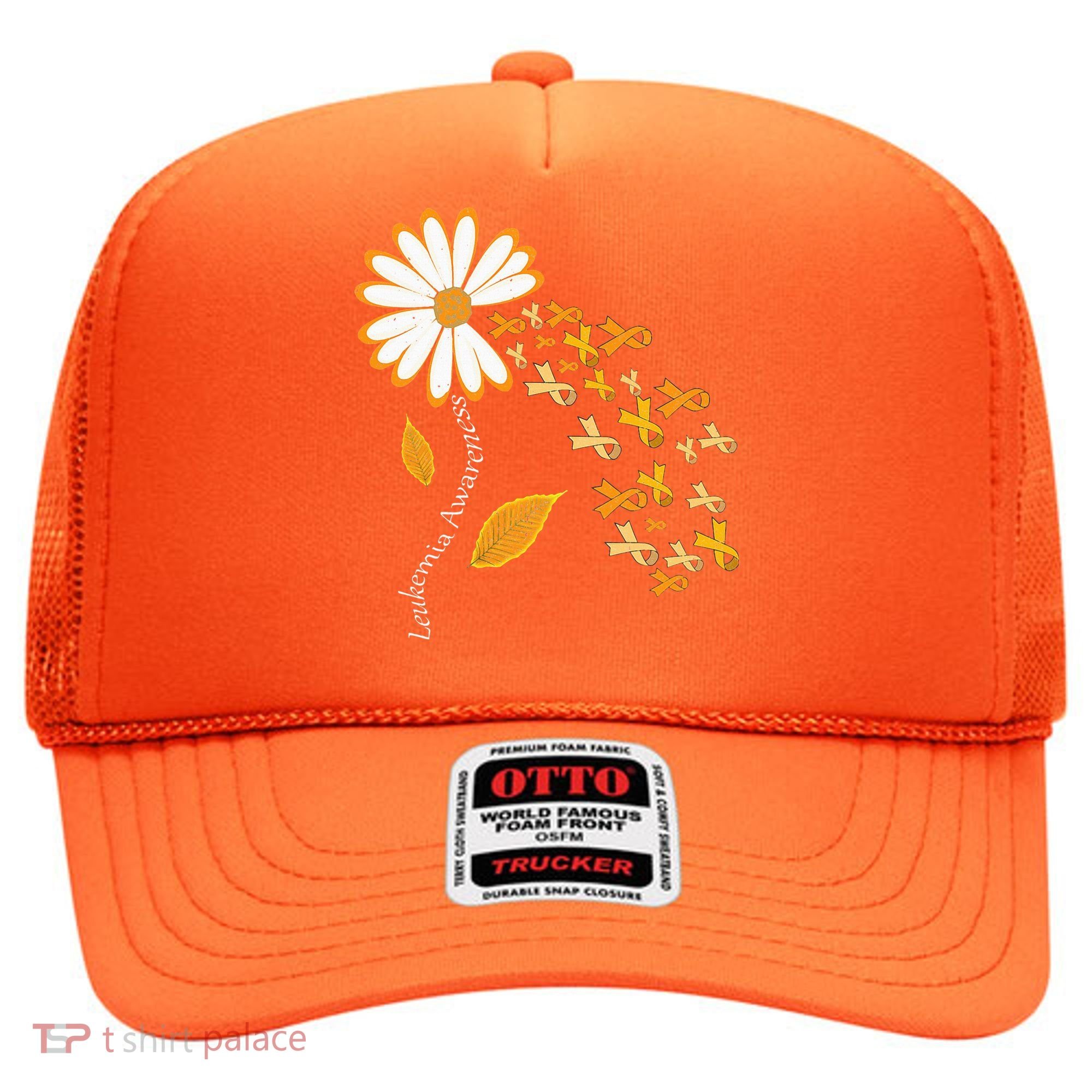 Leukemia Cancer Awareness Orange Ribbon Daisy Flower Hat