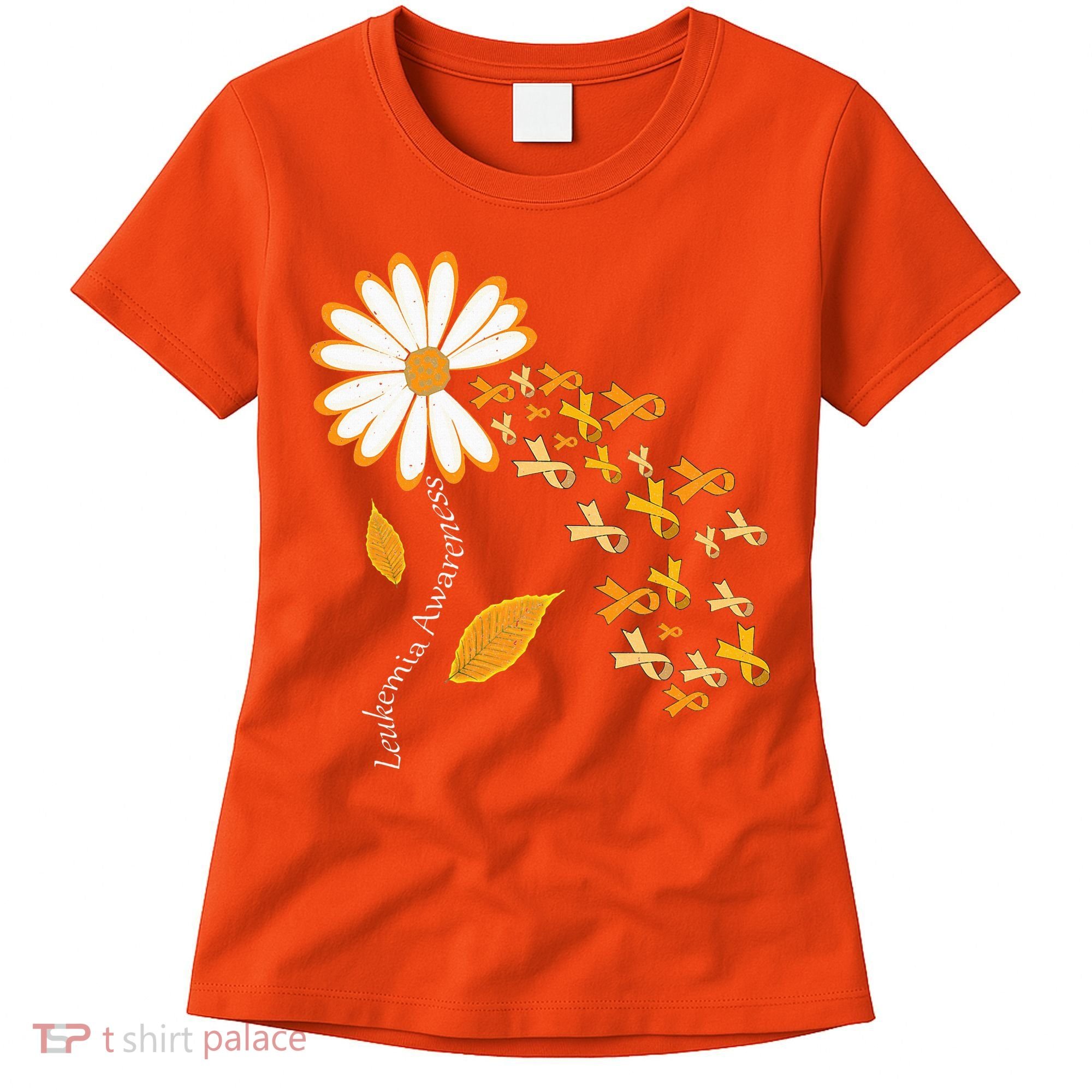Leukemia Cancer Awareness Orange Ribbon Daisy Flower Women's T-Shirt
