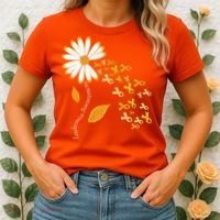 Leukemia Cancer Awareness Orange Ribbon Daisy Flower Women's T-Shirt thumb 2