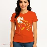 Leukemia Cancer Awareness Orange Ribbon Daisy Flower Women's T-Shirt thumb 4