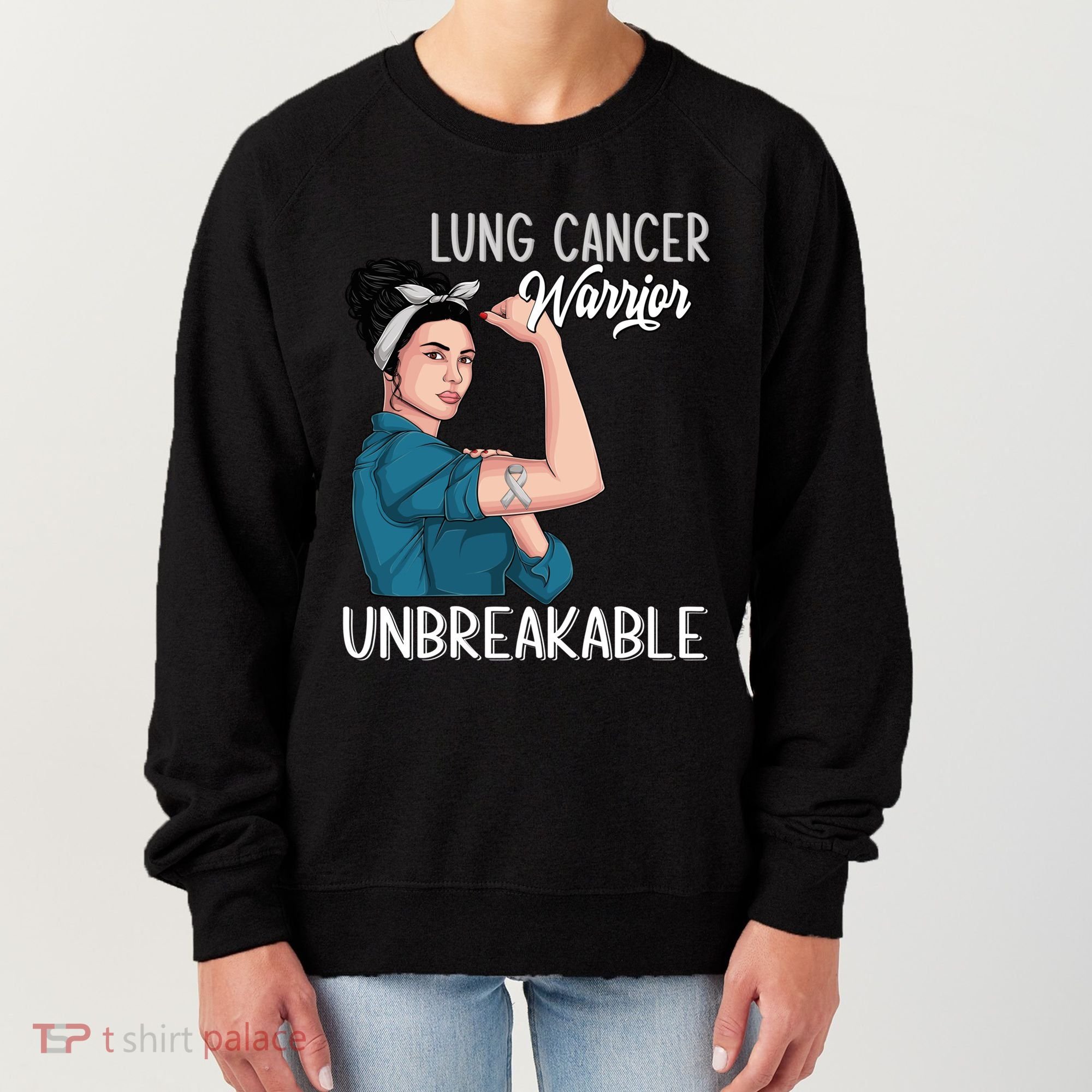 Lung Cancer Awareness Warrior Unbreakable Support Gift Women's Sweatshirt