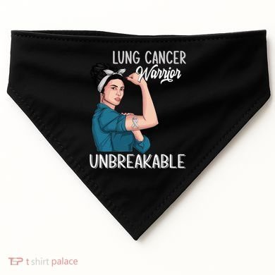 Lung Cancer Awareness Warrior Unbreakable Support Gift USA-Made Doggie Bandana