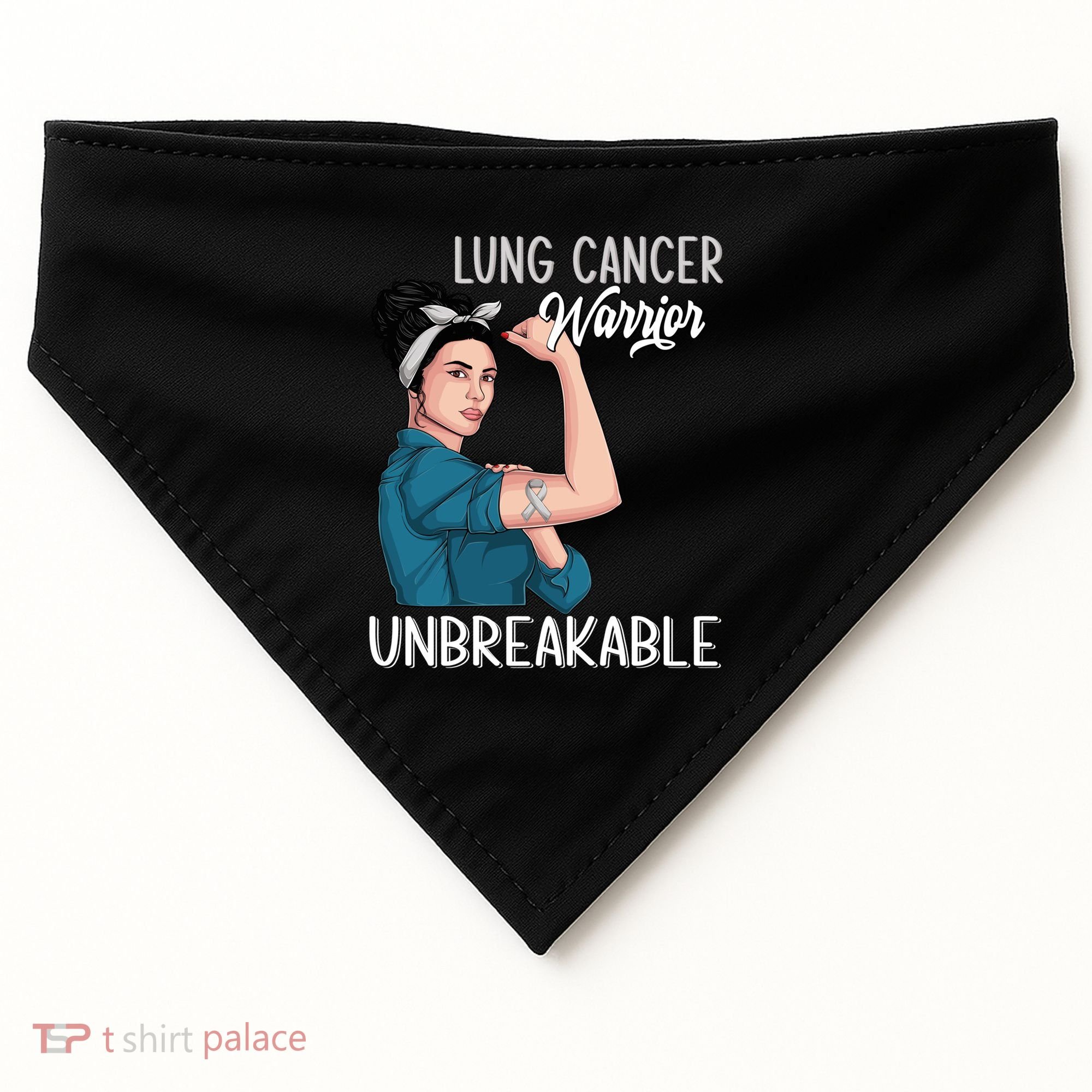 Lung Cancer Awareness Warrior Unbreakable Support Gift USA-Made Doggie Bandana