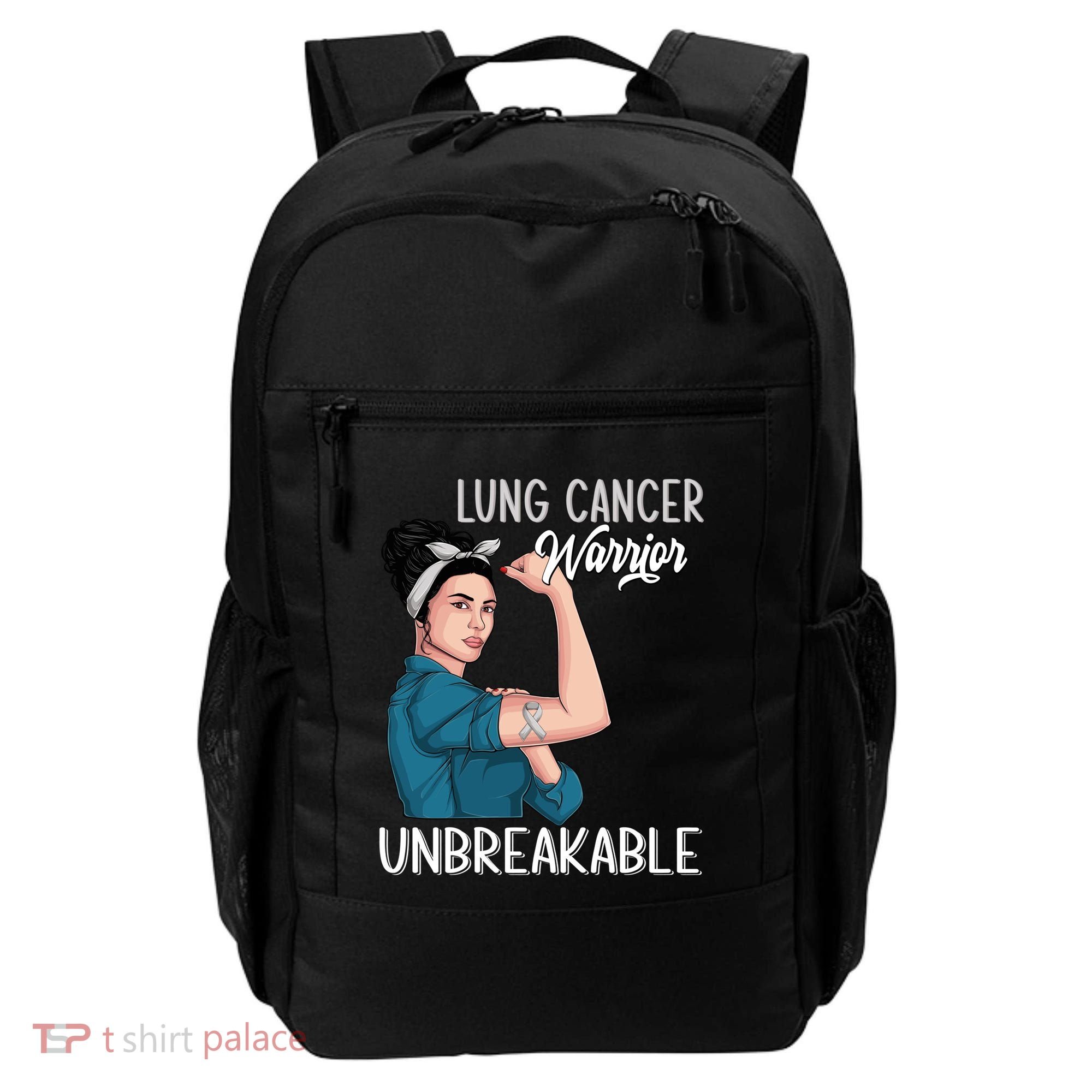 Lung Cancer Awareness Warrior Unbreakable Support Gift Backpack