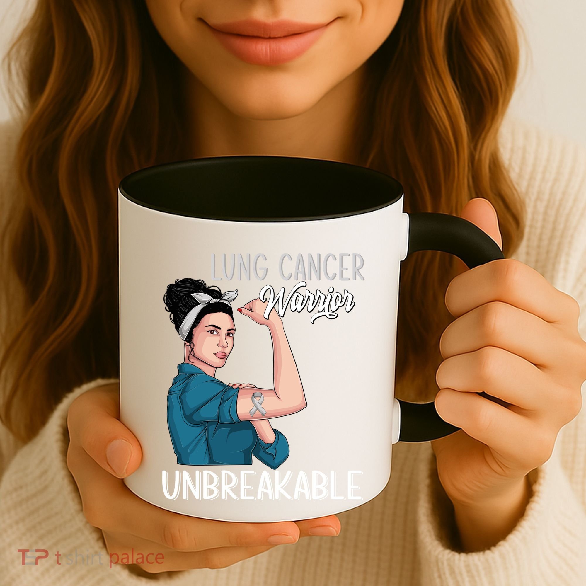 Lung Cancer Awareness Warrior Unbreakable Support Gift Coffee Mug