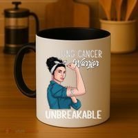 Lung Cancer Awareness Warrior Unbreakable Support Gift Coffee Mug thumb 4