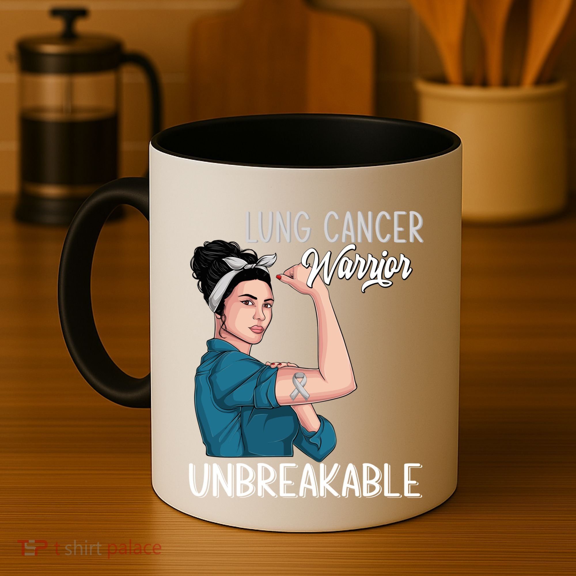 Lung Cancer Awareness Warrior Unbreakable Support Gift Coffee Mug