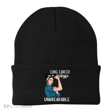 Lung Cancer Awareness Warrior Unbreakable Support Gift Beanie