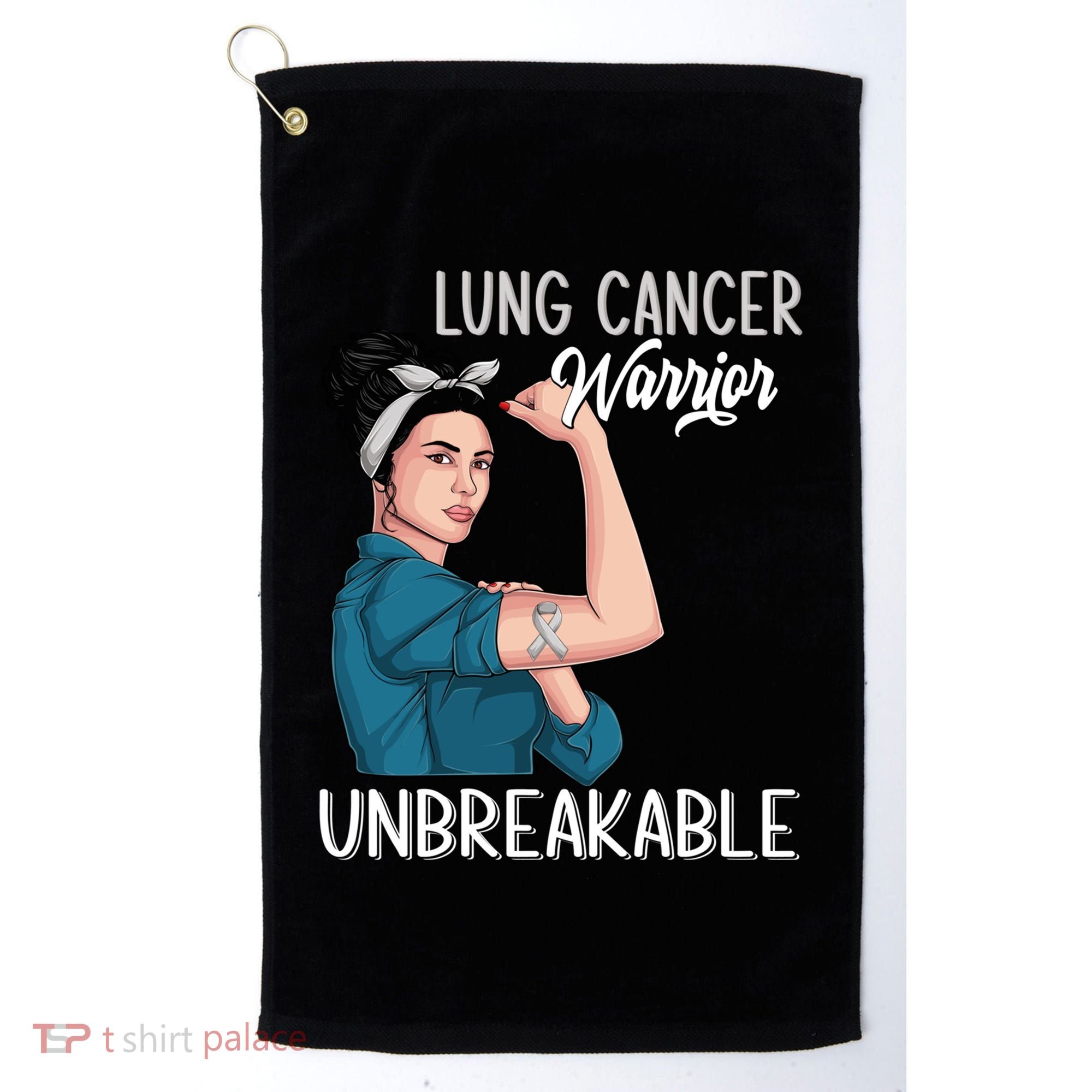 Lung Cancer Awareness Warrior Unbreakable Support Gift Golf Towel