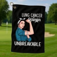 Lung Cancer Awareness Warrior Unbreakable Support Gift Golf Towel thumb 1