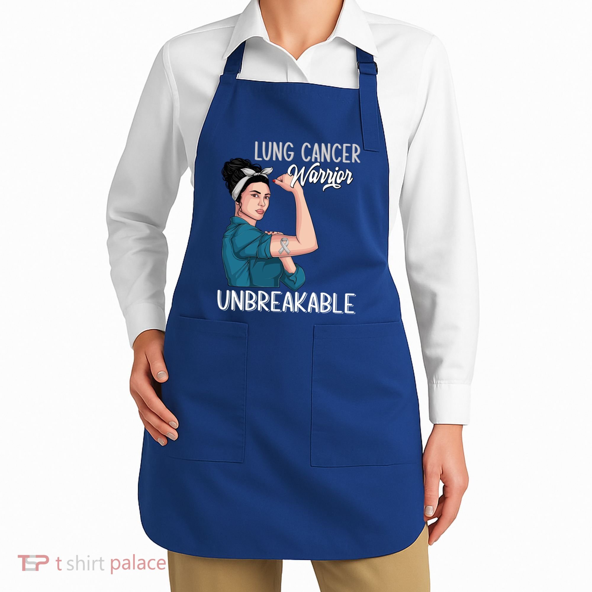 Lung Cancer Awareness Warrior Unbreakable Support Gift Apron