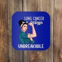 Lung Cancer Awareness Warrior Unbreakable Support Gift Coaster thumb 0