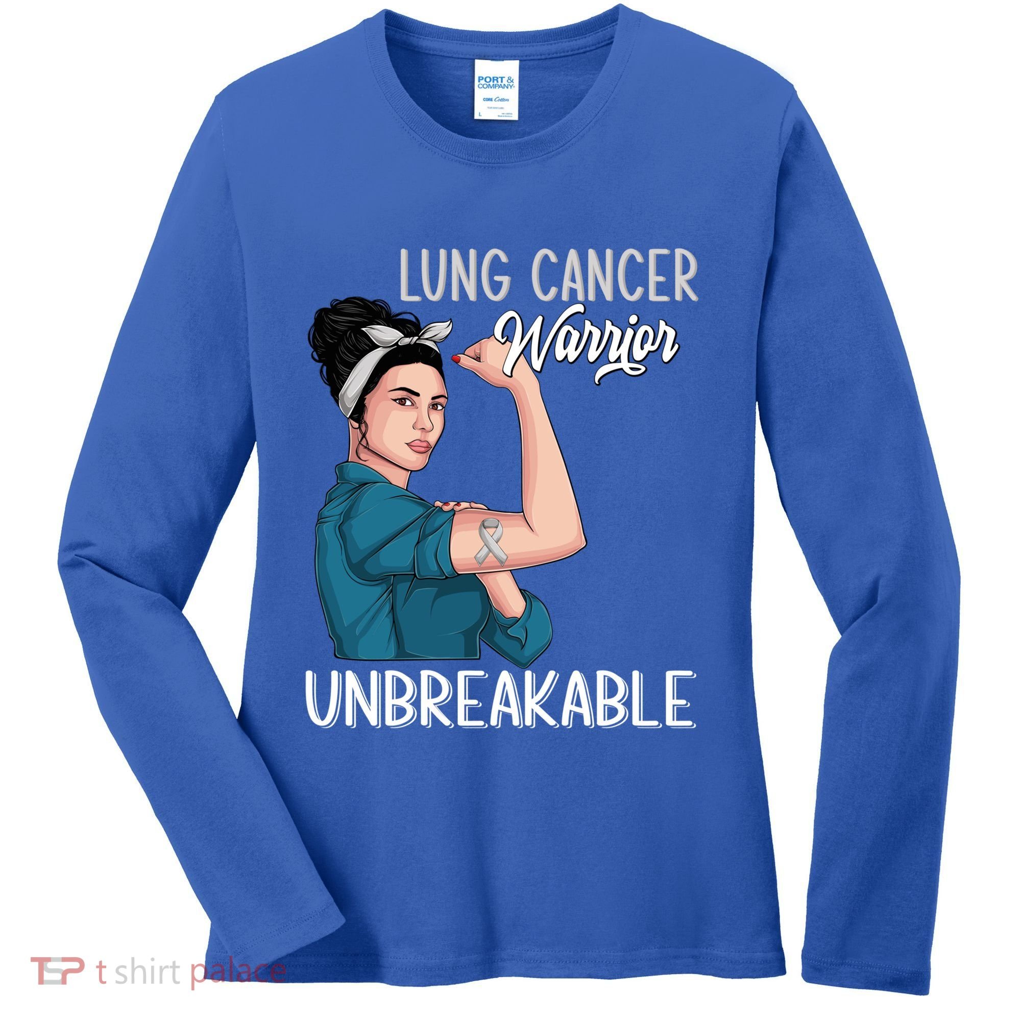 Lung Cancer Awareness Warrior Unbreakable Support Gift Women's Long Sleeve Shirt
