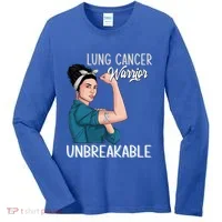 Lung Cancer Awareness Warrior Unbreakable Support Gift Women's Long Sleeve Shirt thumb 0