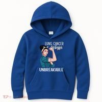 Lung Cancer Awareness Warrior Unbreakable Support Gift Kids Hoodie thumb 0