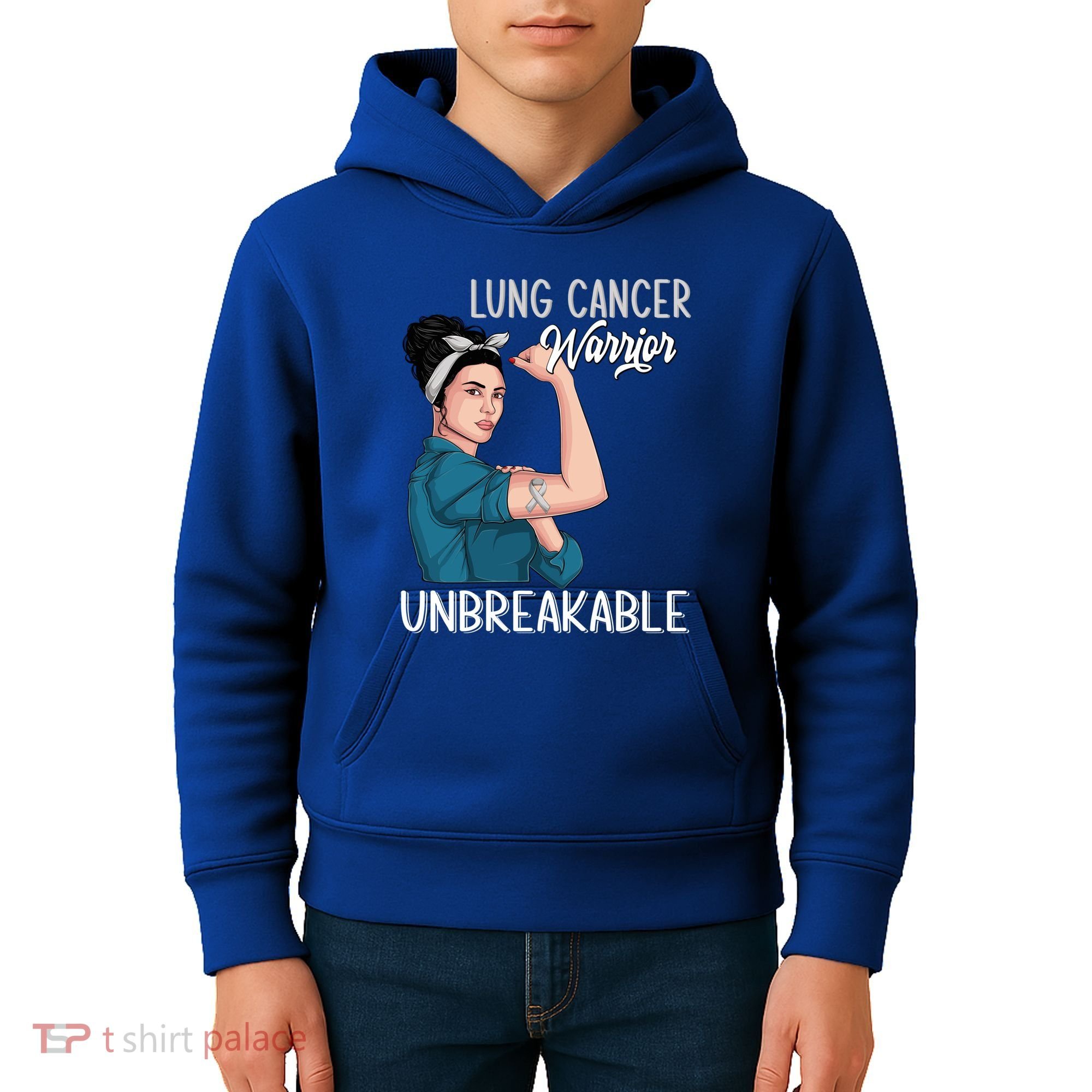 Lung Cancer Awareness Warrior Unbreakable Support Gift Kids Hoodie