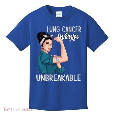 Lung Cancer Awareness Warrior Unbreakable Support Gift Kids T-Shirt