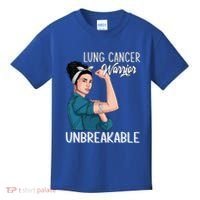 Lung Cancer Awareness Warrior Unbreakable Support Gift Kids T-Shirt thumb 0