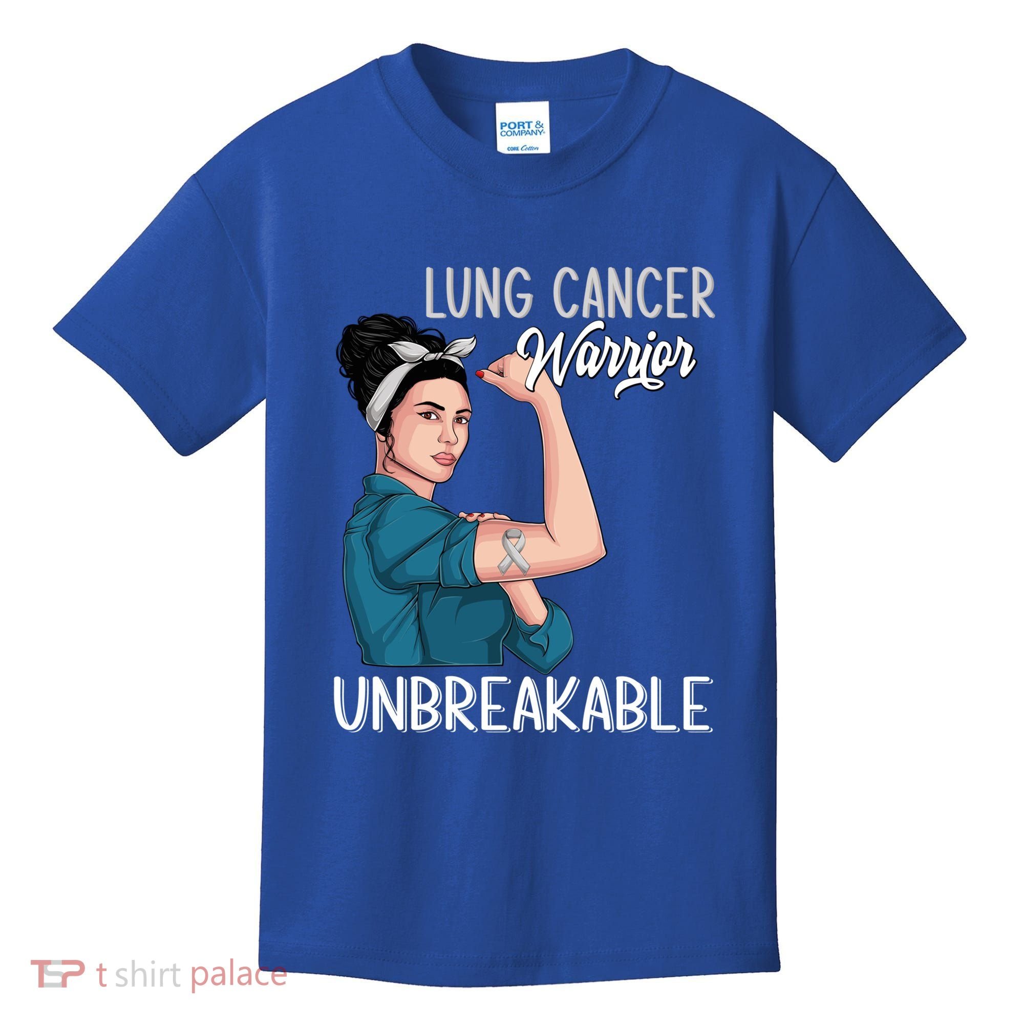 Lung Cancer Awareness Warrior Unbreakable Support Gift Kids T-Shirt