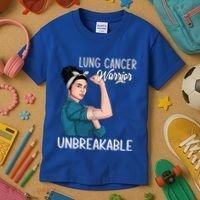 Lung Cancer Awareness Warrior Unbreakable Support Gift Kids T-Shirt thumb 3