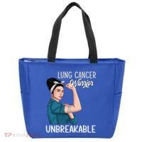Lung Cancer Awareness Warrior Unbreakable Support Gift Tote Bag thumb 0