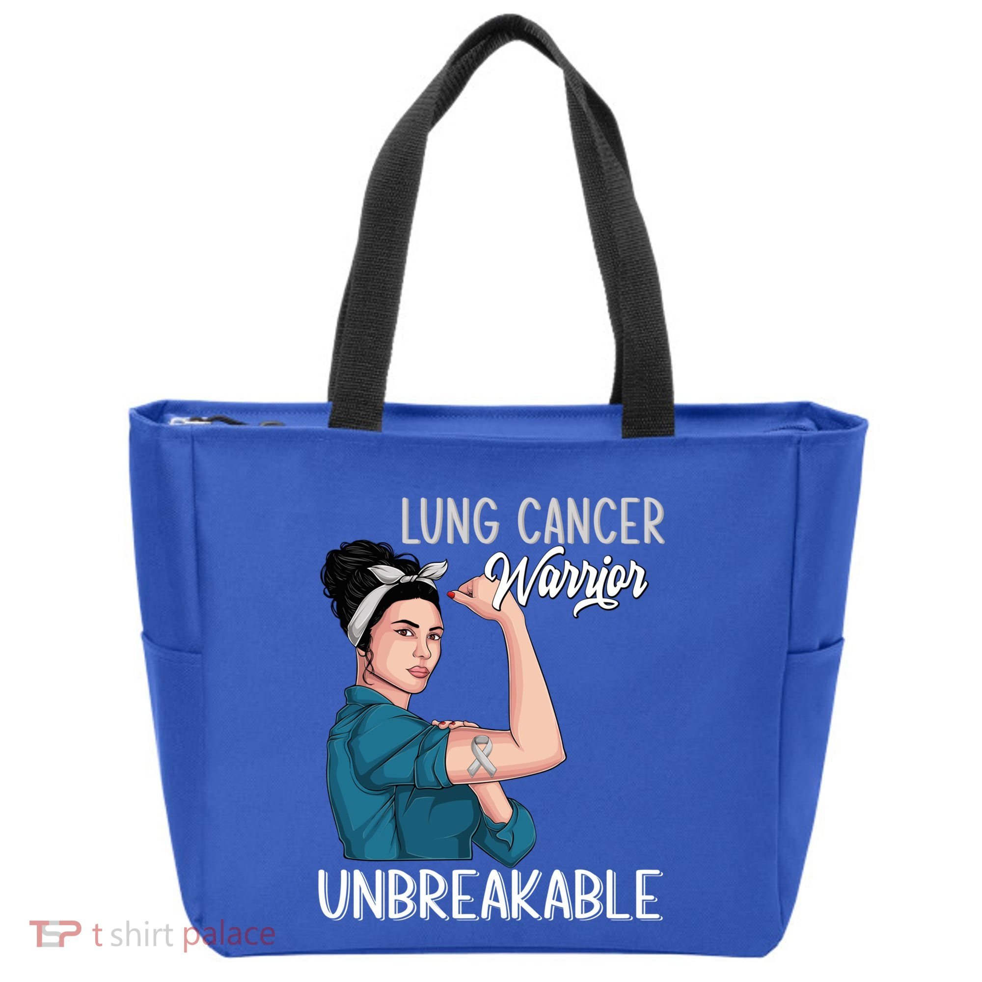 Lung Cancer Awareness Warrior Unbreakable Support Gift Tote Bag