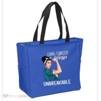 Lung Cancer Awareness Warrior Unbreakable Support Gift Tote Bag thumb 2