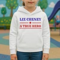 Liz Cheney A True Hero Kids Hoodie thumb 3