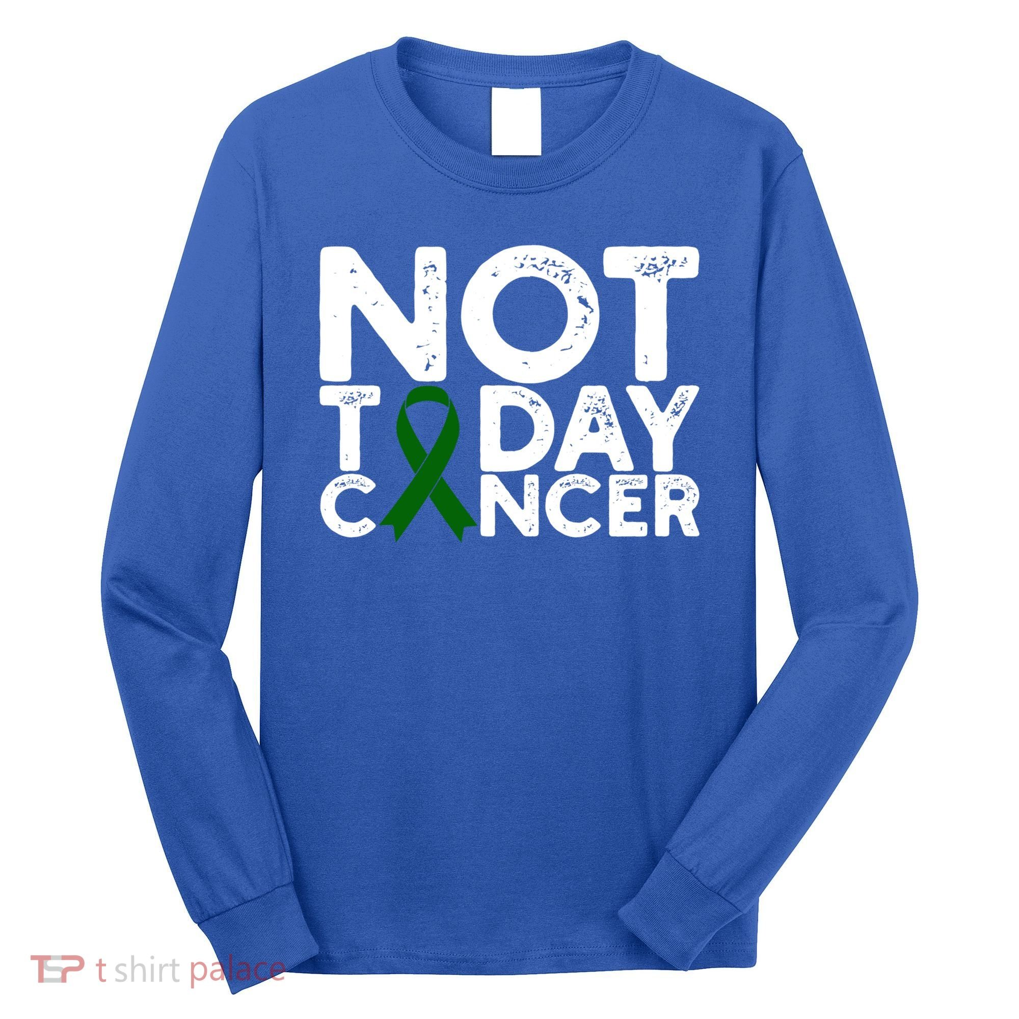 Liver Cancer Awareness Not Today Cancer Green Ribbon Gift Long Sleeve Shirt