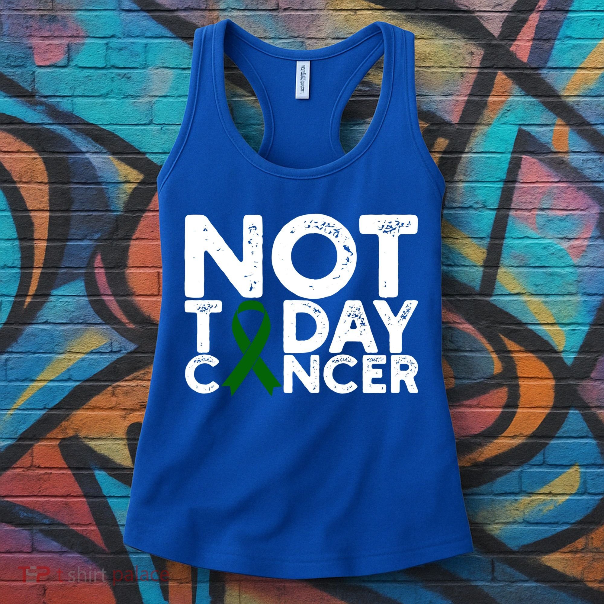 Liver Cancer Awareness Not Today Cancer Green Ribbon Gift Women's Tank Top