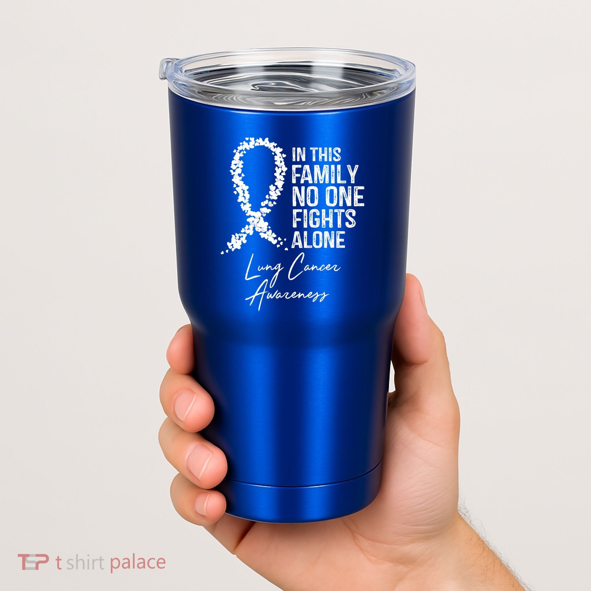 Lung Cancer Awareness In This Family No One Fights Alone Gift Tumbler
