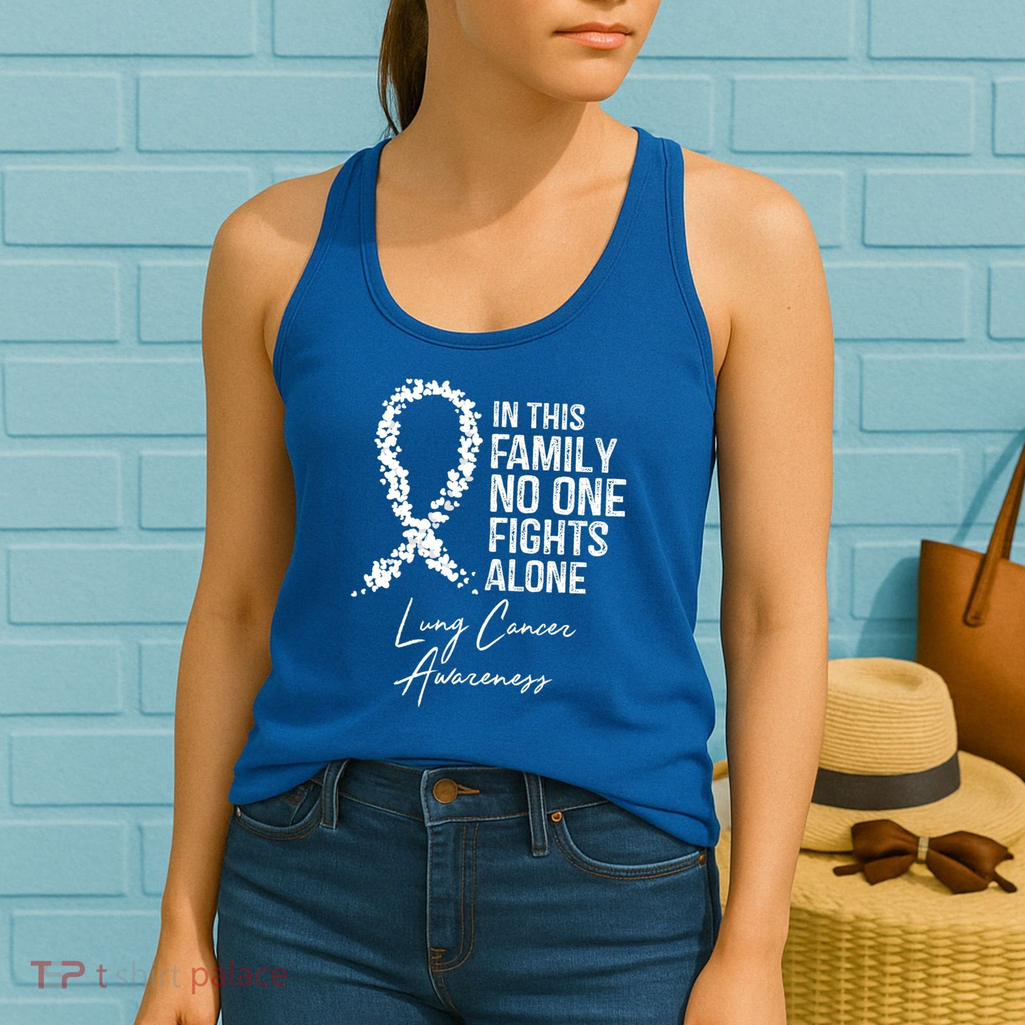 Lung Cancer Awareness In This Family No One Fights Alone Gift Women's Tank Top