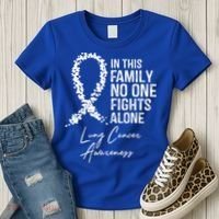 Lung Cancer Awareness In This Family No One Fights Alone Gift Women's T-Shirt thumb 3