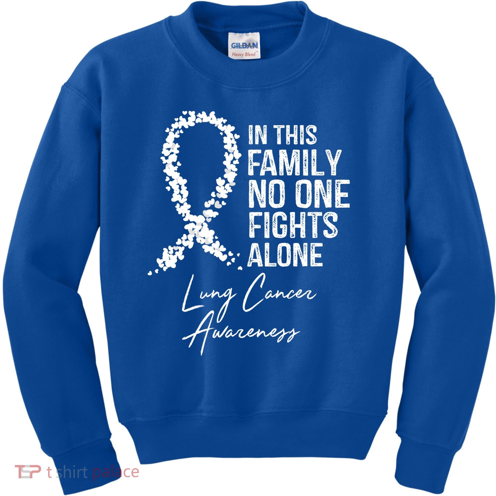 Lung Cancer Awareness In This Family No One Fights Alone Gift Kids Sweatshirt