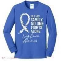 Lung Cancer Awareness In This Family No One Fights Alone Gift Kids Long Sleeve Shirt thumb 0