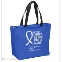 Lung Cancer Awareness In This Family No One Fights Alone Gift Tote Bag thumb 2