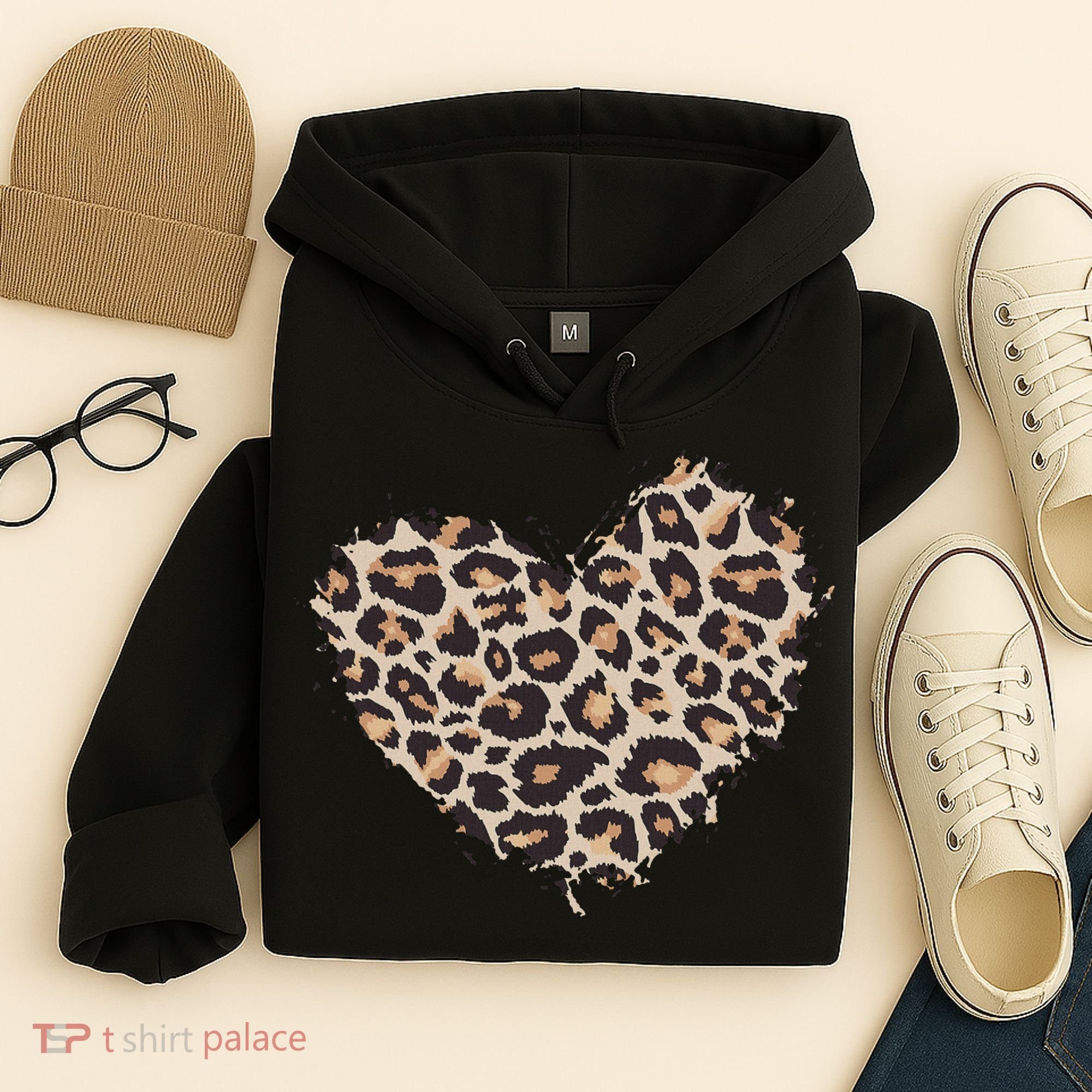 Leopard Cheetah Animal Print Heart Hoodie