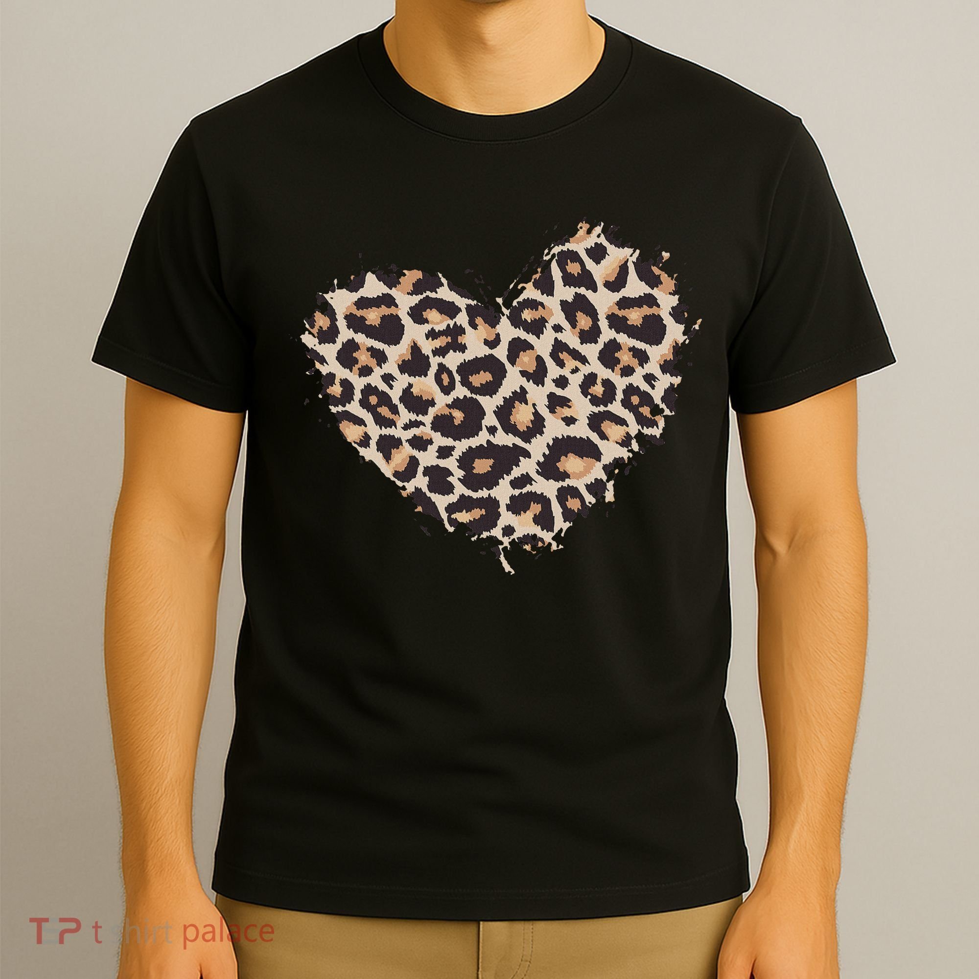 Leopard Cheetah Animal Print Heart T-Shirt