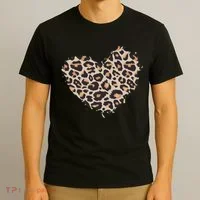 Leopard Cheetah Animal Print Heart T-Shirt thumb 3
