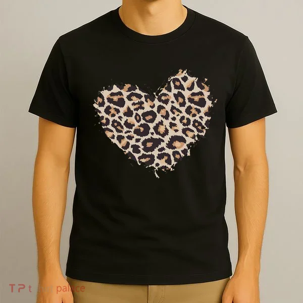 Leopard Cheetah Animal Print Heart T-Shirt