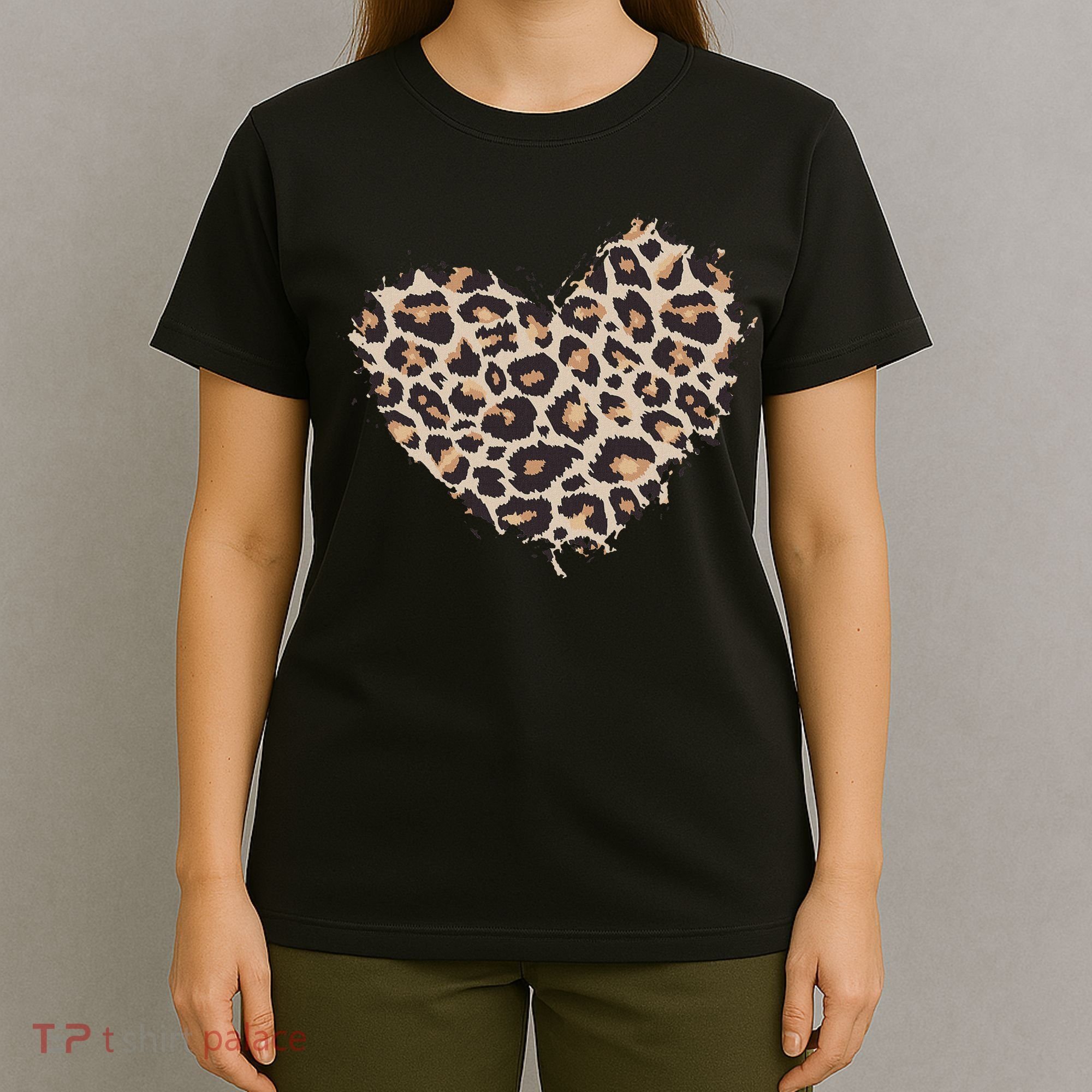Leopard Cheetah Animal Print Heart T-Shirt
