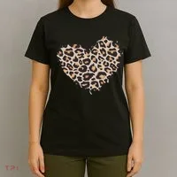 Leopard Cheetah Animal Print Heart T-Shirt thumb 4