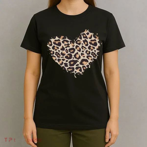 Leopard Cheetah Animal Print Heart T-Shirt