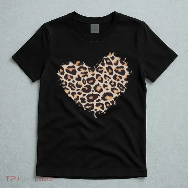Leopard Cheetah Animal Print Heart T-Shirt