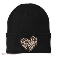 Leopard Cheetah Animal Print Heart Beanie thumb 0