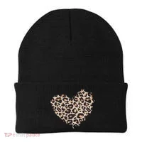 Leopard Cheetah Animal Print Heart Beanie thumb 0