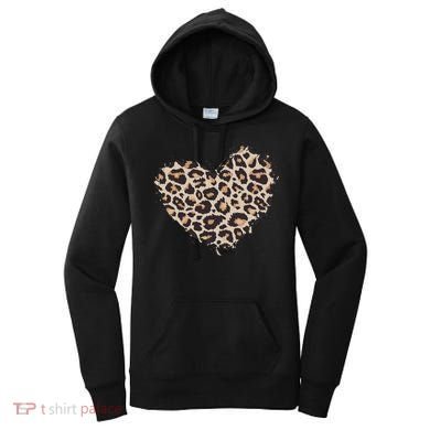 Leopard Cheetah Animal Print Heart Women's Hoodie