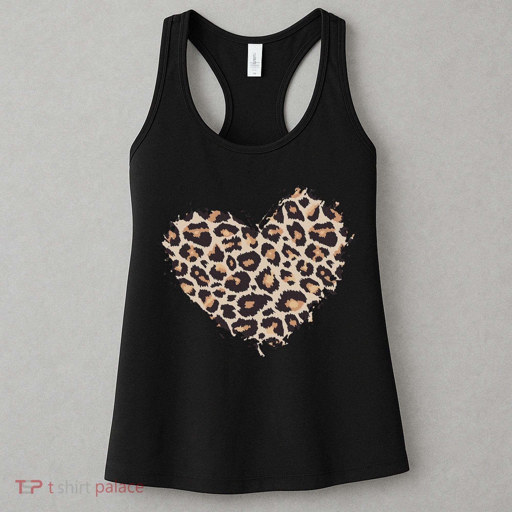 Leopard Cheetah Animal Print Heart Women's Tank Top