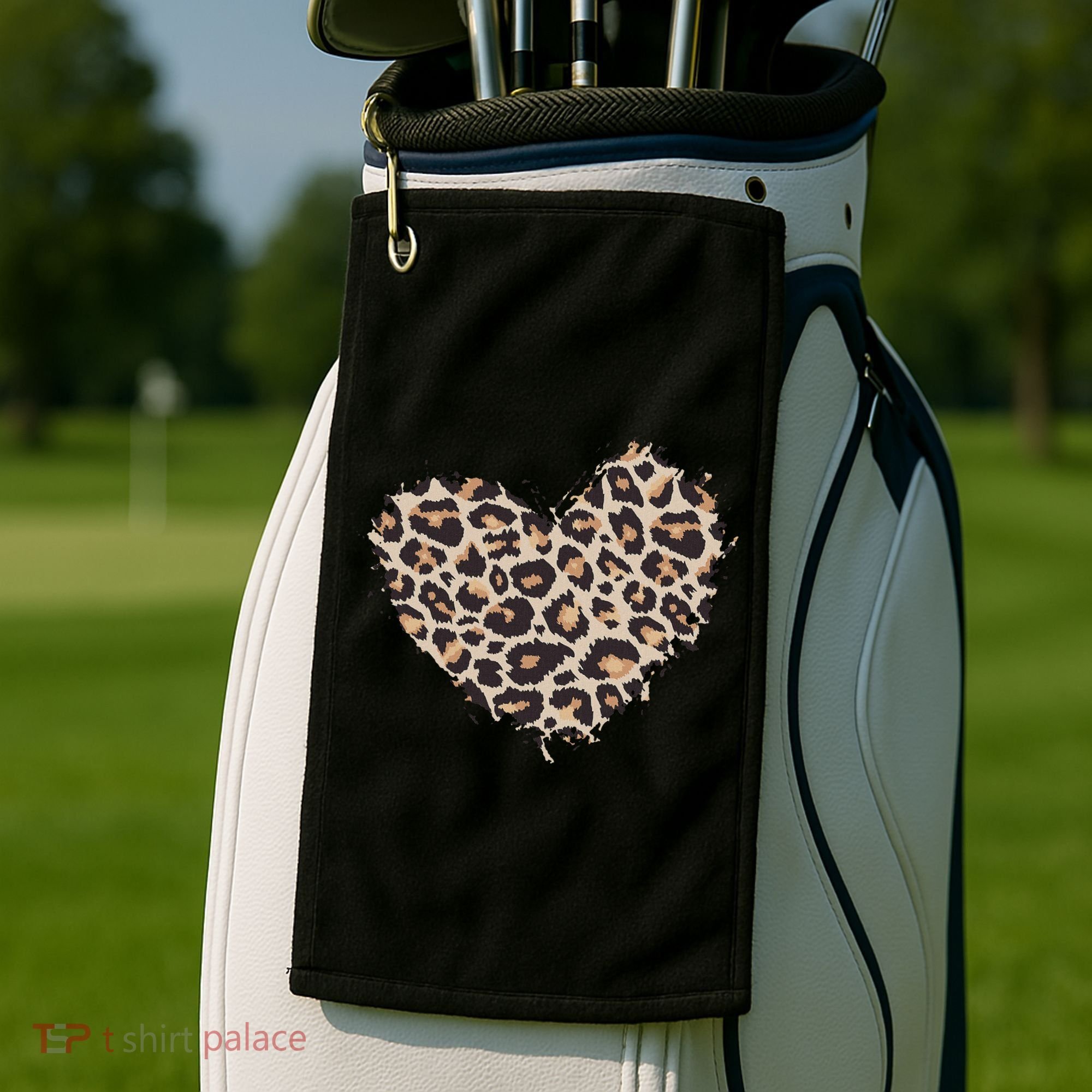 Leopard Cheetah Animal Print Heart Golf Towel